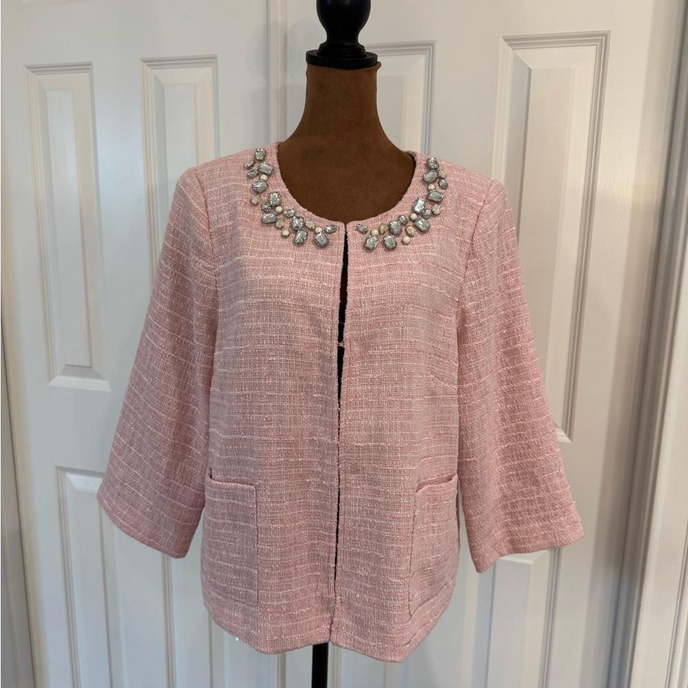 Joan Rivers Pink Blazer with Pearl Accents
